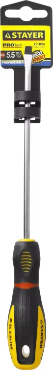 Отвертка STAYER "PROFI" "PROTech", двухкомп рукоятка, намагниченная, Cr-Mo, SL5,5x150мм 25131-05-15_z02 купить в Челябинске