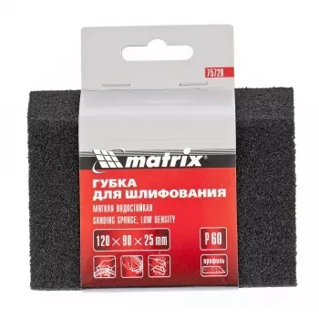 Губка для шлифования 120 х 90 х 25 мм трапеция мягкая P40 MATRIX 75727 купить в Челябинске