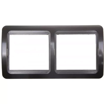 Панель СВЕТОЗАР &quot;ГАММА&quot; накладная, горизонтальная, цвет темно-серый металлик, 2 гнезда SV-54146-DM купить в Челябинске