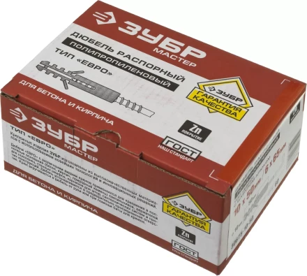 Дюбель ЗУБР &quot;МАСТЕР&quot; распорный полипропиленовый, тип &quot;ЕВРО&quot;, в комплекте с шурупом-крюком, 10 х 50 / 6 х 65 мм, 60 шт 30675-10-50 купить в Челябинске