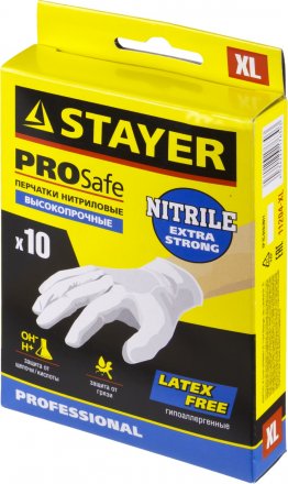 Перчатки STAYER &quot;PROFI&quot; нитриловые экстратонкие, XL, 10шт 11204-XL купить в Челябинске