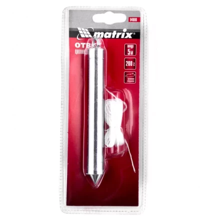 Отвес цилиндрический 200 г шнур 5 м Matrix 84886 купить в Челябинске