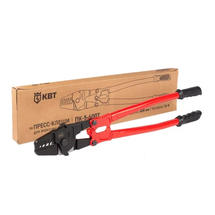 Пресс-клещи КВТ ПК-5-600Т с матрицей для опрессовки стальных тросов овальными алюминиевыми и медными втулками (91984) купить в Челябинске