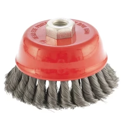 Щетка для УШМ 100 мм М14 "чашка" двухрядная крученая проволока 0,35 мм MTX 74677