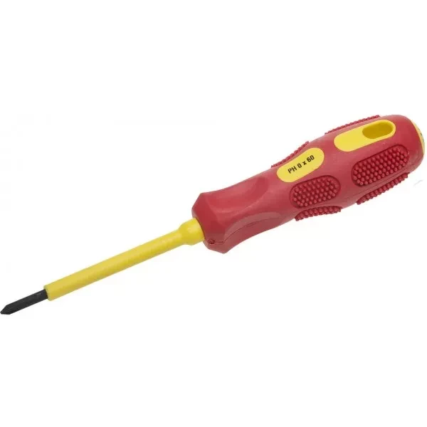 Отвертка STAYER "PROFESSIONAL" "MAX-GRIP" диэлектрическая, двухкомпонентная рукоятка, Cr-V, PH №0x60мм 25828-0-060 G купить в Челябинске