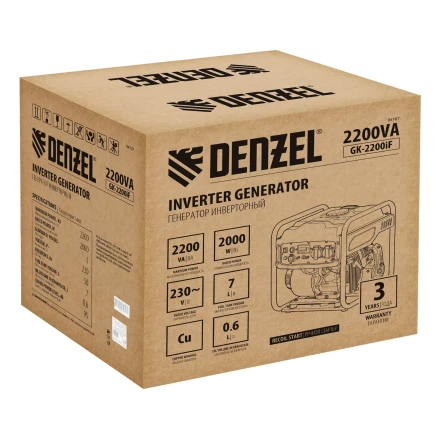 Генератор инверторный DENZEL GK-2200iF, 2,2 кВт, 230 В, ручной старт купить в Челябинске