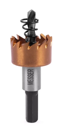 HSS-TiN коронка MESSER  22мм с центр. сверлом и толкающей пружиной для  лист. материала  до 2 мм ц/х купить в Челябинске