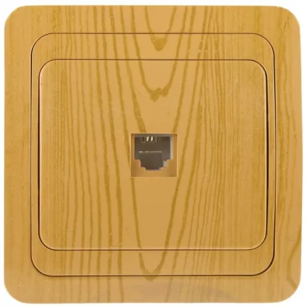 Розетка СВЕТОЗАР &quot;ГАММА&quot; телефонная, одинарная, цвет ольха SV-54117-A купить в Челябинске