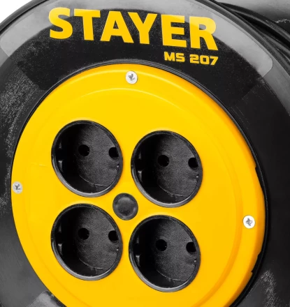 Удлинитель на катушке, 20 м, 1300 Вт, 4 гнезда, ПВС 2x0,75 мм2, STAYER 55073-20 купить в Челябинске