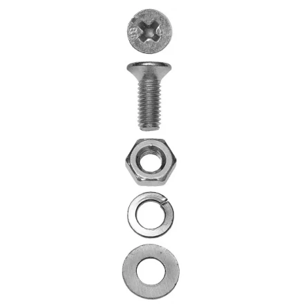 Винт ЗУБР (DIN7985) в комплекте с гайкой (DIN934), шайбой (DIN125), шайбой пруж. (DIN127),  M5x30мм, ТФ6, 12шт. 4-303476-05-030 купить в Челябинске