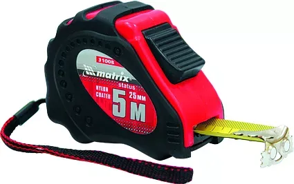 Рулетка Status autostop magnet+ 3 м х 16 мм обрезиненная нейлоновое покрытие  MATRIX 31007 купить в Челябинске