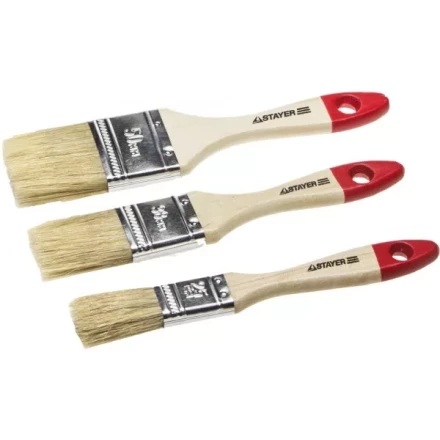 Набор STAYER &quot;STANDARD&quot; &quot;UNIVERSAL&quot;: Кисти, светлая натуральная щетина, деревянная ручка, 3шт: 25, 38, 50мм 0161-H3_z01 купить в Челябинске