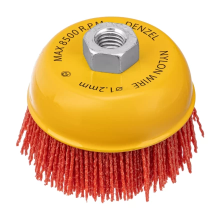 Щетка для УШМ Denzel, 100 мм, Чашка, нейлоновая щетина, М14, 74469 купить в Челябинске