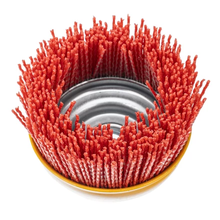 Щетка для УШМ Denzel, 100 мм, Чашка, нейлоновая щетина, М14, 74469 купить в Челябинске