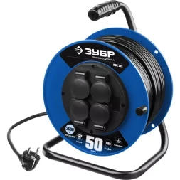 Удлинитель на катушке "ПВС 315", 50 м, 3500 Вт, 4 гнезда, IP44, ПВС 3х1,5 кв мм, ЗУБР 55081-50