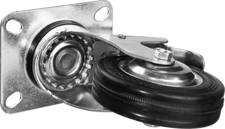 Колеса поворотные с тормозом из литой резины с металлическим диском серия ПРОФЕССИОНАЛ купить в Челябинске