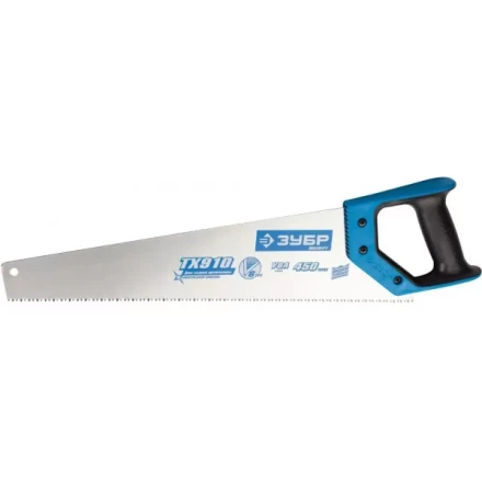 Ножовка по дереву (пила) ЗУБР ЛЕВША-6 450 мм, 6TPI, прямой зуб, быстрый рез поперек волокон, для крупных и средних заготовок, закалка, 2K рукоятка 15230-45 купить в Челябинске
