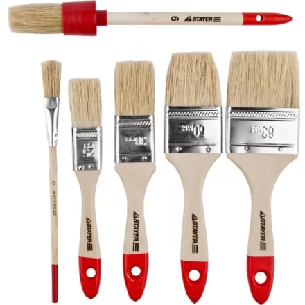 Набор STAYER &quot;STANDARD&quot; &quot;UNIVERSAL&quot;: Кисти, светлая натуральная щетина, деревянная ручка, 6шт 0162-H6_z01 купить в Челябинске
