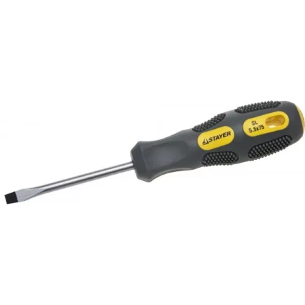 Отвертка STAYER &quot;PROFESSIONAL&quot; &quot;MAX-GRIP&quot; слесарная, Cr-V, намагниченная, SL 5,5х75мм 2580-05-075 G купить в Челябинске