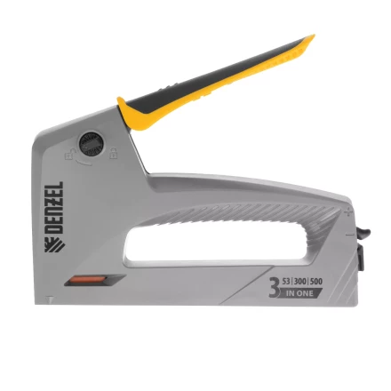 Степлер мебельный Denzel 40213, пластиковый корпус, тип 53, 6-14 мм, тип 300, 15 мм, тип 500, 15 мм купить в Челябинске