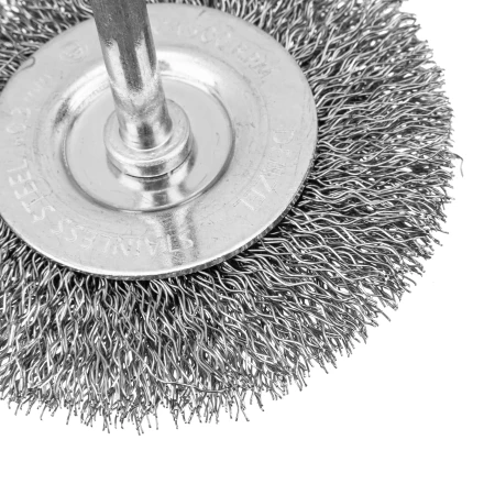 Набор щеток для дрели Denzel, 2 Плоские 50-75мм, 3 Чашки 25-50-75мм, шпилька,  нерж.вит. проволока 74493 купить в Челябинске