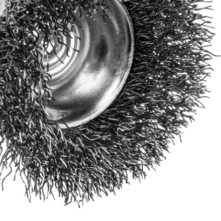 Набор щеток для дрели Denzel, 2 Плоские 50-75мм, 3 Чашки 25-50-75мм, шпилька,  нерж.вит. проволока 74493 купить в Челябинске