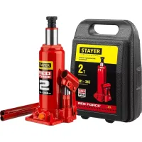 Домкрат STAYER "PROFI" гидравлический бутылочный, в кейсе, 2т, 148-278мм 43160-2-K