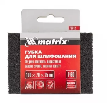 Губка для шлифования 100 х 70 х 25 мм средняя плотн. P40 MATRIX 75711 купить в Челябинске