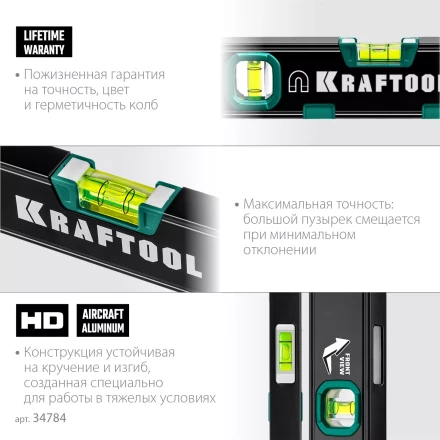 Профессиональный магнитный уровень с зеркальным глазком KRAFTOOL 34784 купить в Челябинске