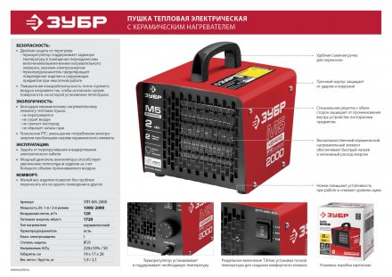 Пушка тепловая керамический нагреватель ЗТП-М5-2000 серия МАСТЕР купить в Челябинске