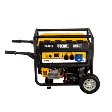 Генератор бензиновый PS 55 EA, 5.5 кВт, 230 В, 25 л, коннектор автоматики 5 PIN, электростартер Denzel 9468743 купить в Челябинске