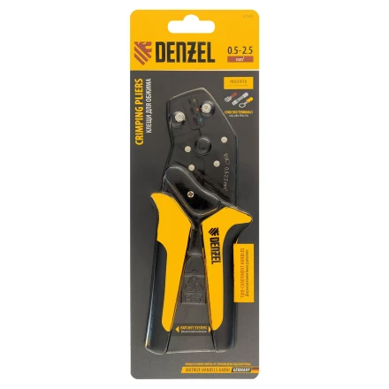 Клещи для обжима Denzel 17747 изолир. наконечников НКИ и НВИ, разъемов РПИ, гильз ГСИ, 0,5 - 2,5 мм2 купить в Челябинске