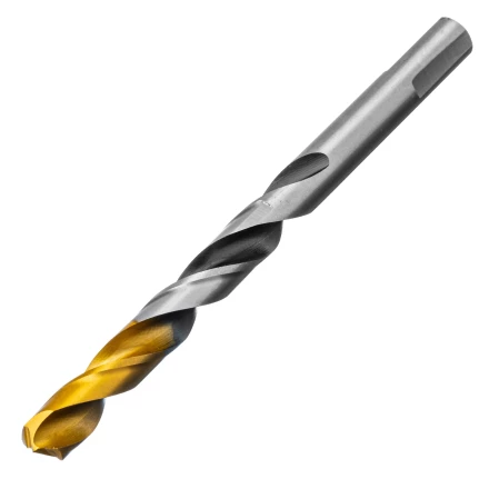 Сверло спиральное по металлу Denzel 10 x 133мм, Р6М5, Golden Tip, многогранная заточка, 718285 купить в Челябинске