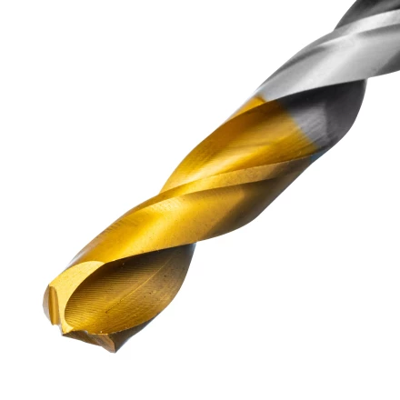 Сверло спиральное по металлу Denzel 10 x 133мм, Р6М5, Golden Tip, многогранная заточка, 718285 купить в Челябинске