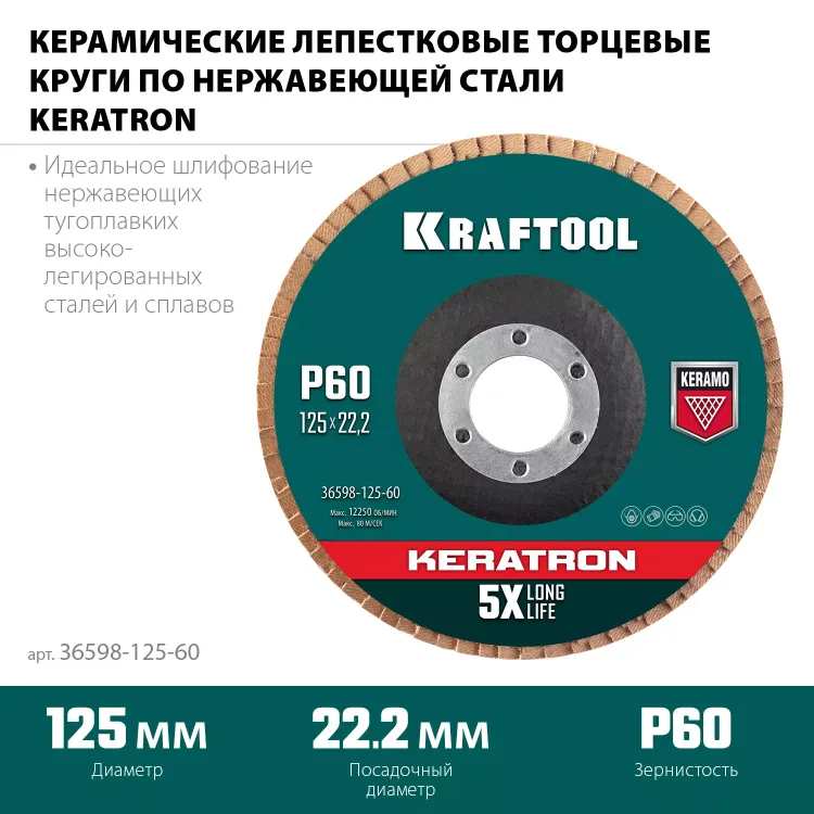 Круги лепестковые керамические торцевые 36598-125-60 купить в Челябинске