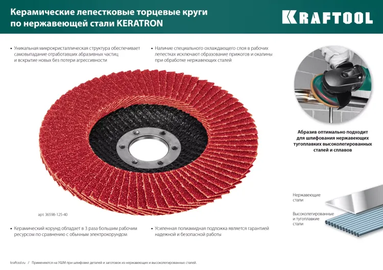 Круги лепестковые керамические торцевые 36598-125-60 купить в Челябинске