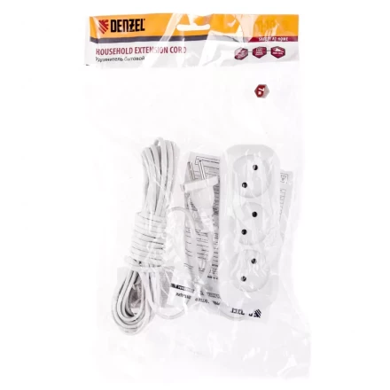 Удлинитель бытовой без заземления 7 м 3 розетки 6 А серия УХ6 Denzel 95928 купить в Челябинске