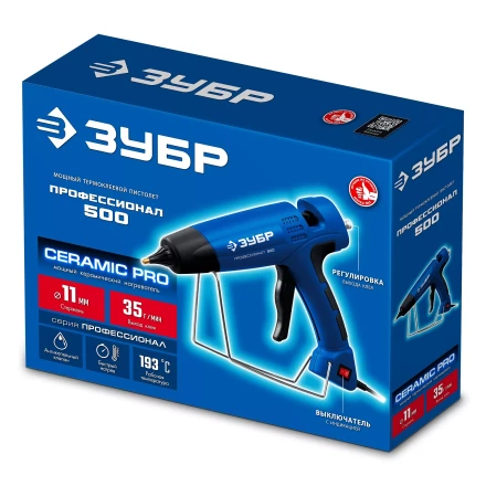 ЗУБР Профессионал 500, d11 мм, 35 г/мин, термоклеевой пистолет электрический (06859-11) купить в Челябинске