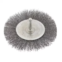 Щетка для дрели 100 мм плоская со шпилькой витая проволока СИБРТЕХ 744507