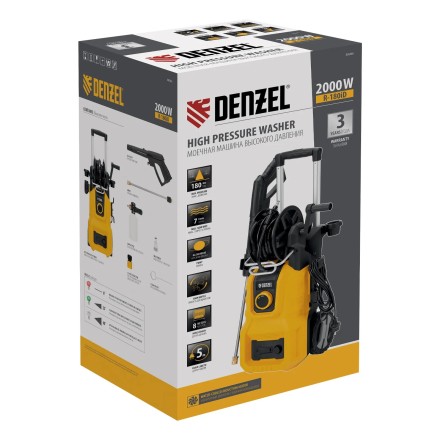 Моечная машина высокого давления R-180iD, 2000 Вт, 180 бар, 420 л/ч, асинх. двиг., бараб.// Denzel купить в Челябинске