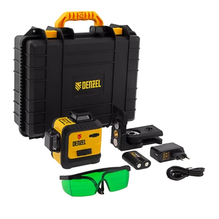 Лазерный уровень мультипризм. LXI 360-2 Green, 30 м, 520 нм, акк. Li 2800 mAh, резьба 1/4&quot;// Denzel 35078 купить в Челябинске