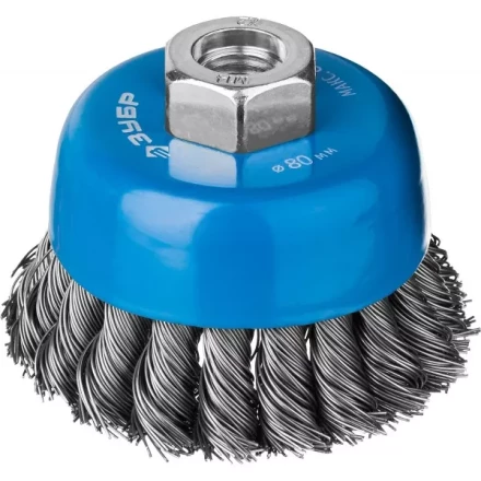 ЗУБР "ПРОФЕССИОНАЛ". Щетка чашечная для УШМ, плетеные пучки стальной проволоки 0,5мм, 80ммхМ14 35275-080_z02 купить в Челябинске