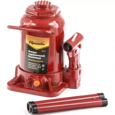 Домкрат бутылочный телескопический SPARTA 10 т h подъема 200–460 мм 50345 купить в Челябинске