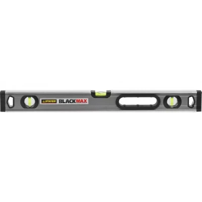 Уровень STAYER "PROFESSIONAL" "BlackMax" коробчатый усиленный с ручками, утолщенный особопроч профиль, 0,5мм/м, 3 ампулы, 60см 3475-060