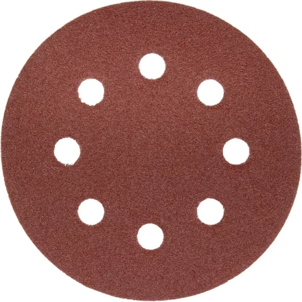 Круг шлифовальный ЗУБР &quot;МАСТЕР&quot; универсальный, из абразивной бумаги на велкро основе, 8 отверстий, Р80, 125мм, 5шт 35562-125-080 купить в Челябинске