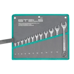 Набор ключей комбинированных Stels 15421, 6-22 мм, 12 шт, CrV, матовый хром