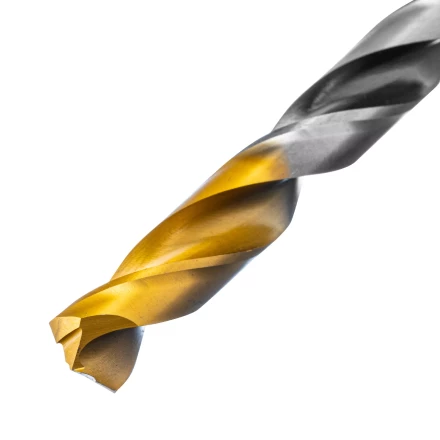 Сверло спиральное по металлу Denzel, 11 x 142мм, Р6М5, Golden Tip, многогранная заточка, 718286 купить в Челябинске