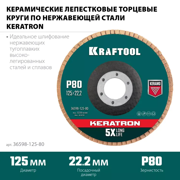 Круги лепестковые керамические торцевые 36598-125-80 купить в Челябинске
