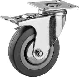 Колеса поворотные с тормозом из литой резины с полипропиленовым диском серия МАСТЕР