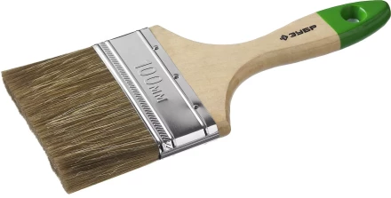 Кисть плоская  ЗУБР &quot;ЛАЗУРЬ-МАСТЕР&quot;, смешанная щетина, деревянная ручка, 100мм 4-01009-100 купить в Челябинске